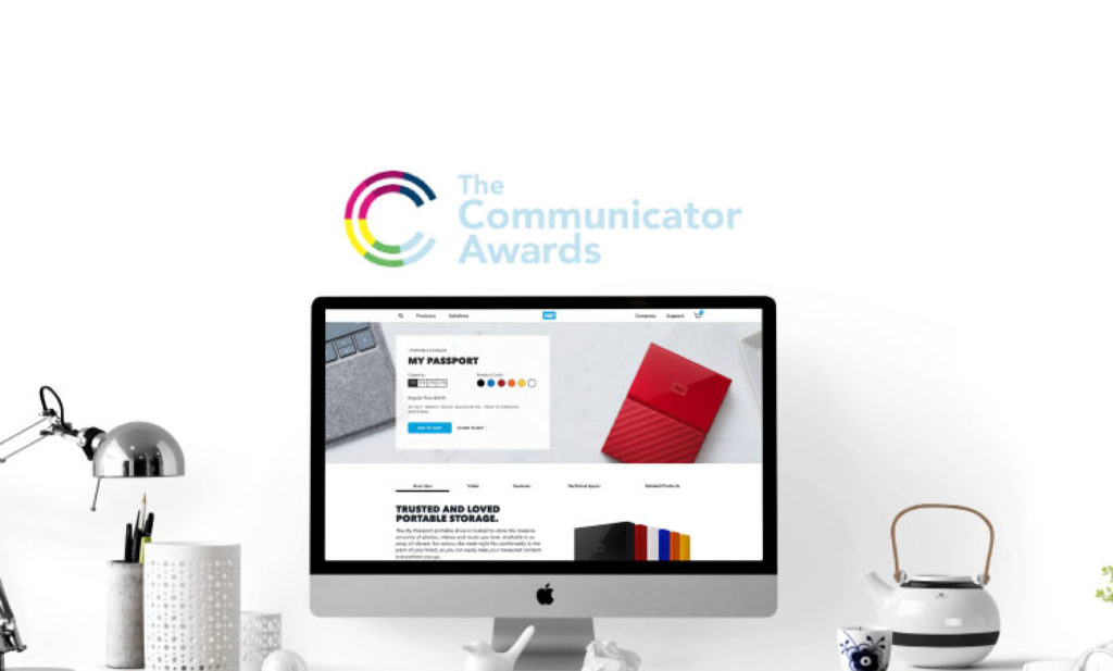 Western Digital and Communicator Awards logos displayed on mac desktop computer