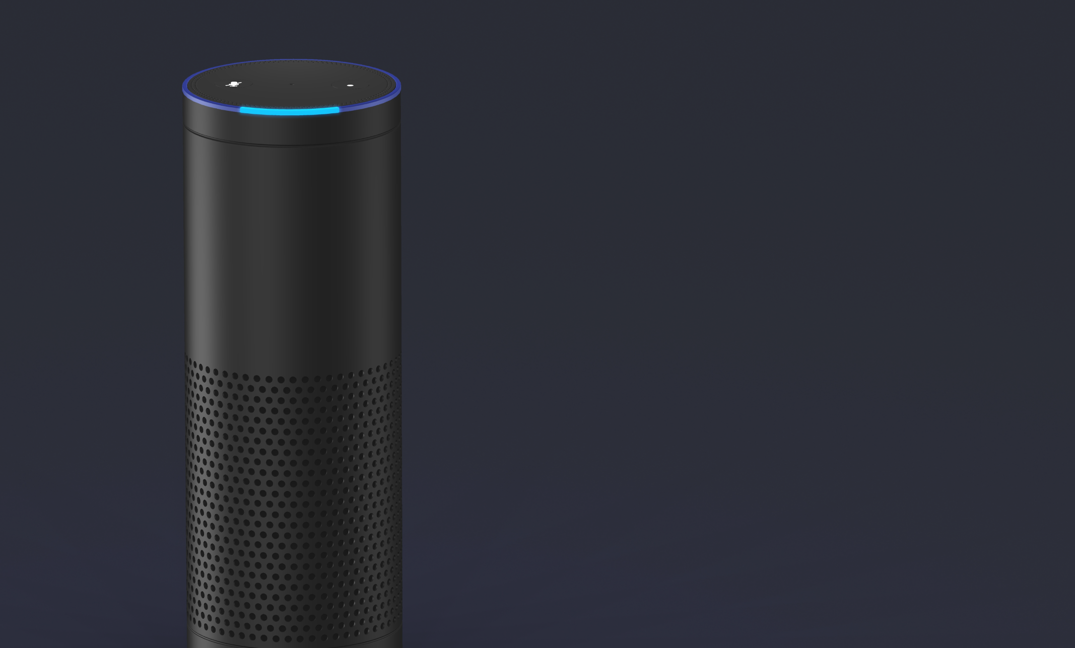 Closeup of Alexa Amazon Echo voice assistant