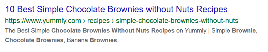 Search result for brownie recipe found after BERT update