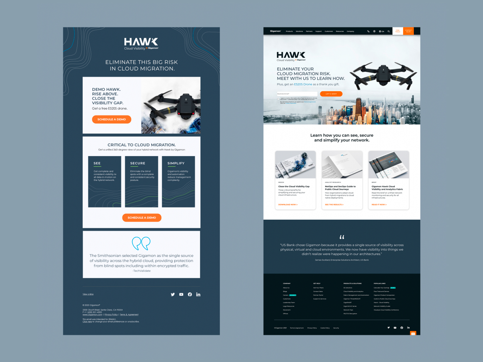 Email and landing page layouts