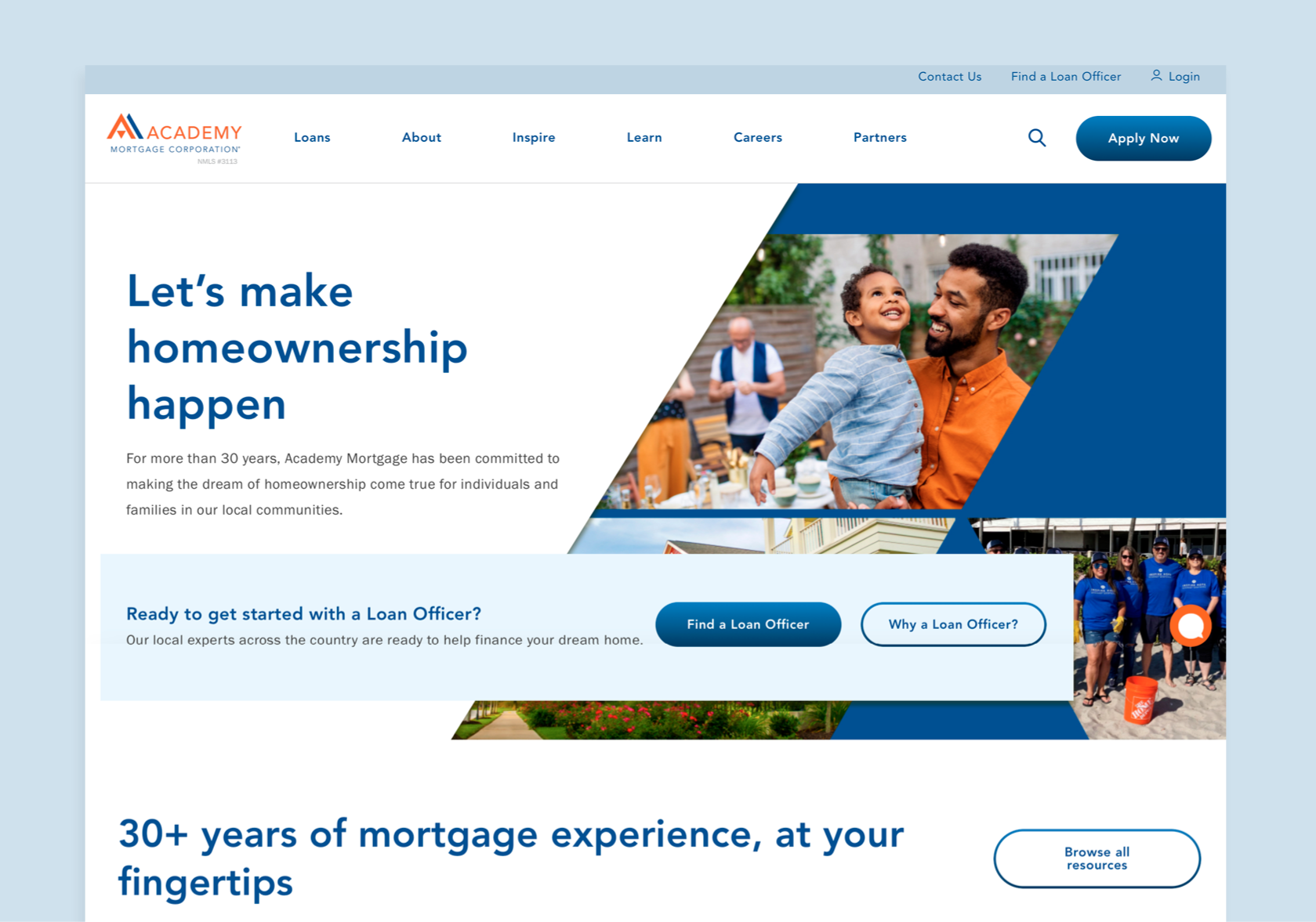 Academy Mortgage website homepage.